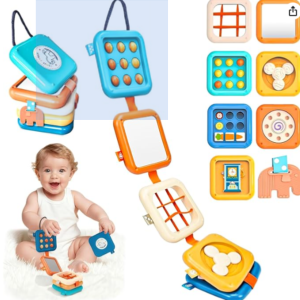 [Sicher & Kinderfreundlich]: Der Aktivitätswürfel besteht aus robustem, BPA-freiem ABS-Kunststoff und weichem Silikon. Abgerundete Kanten und glatte Oberflächen sorgen dafür, dass kleine Hände sicher spielen können – Langlebig, sicher und stabil